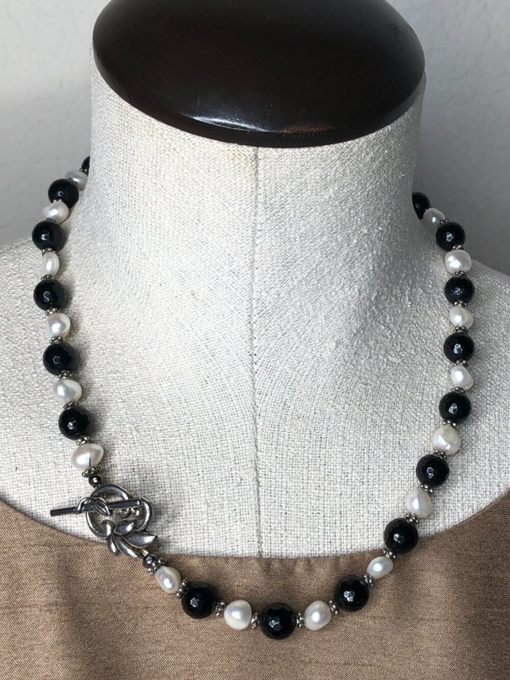 LOVELY, Black Onyx and Freshwater Pearl Necklace